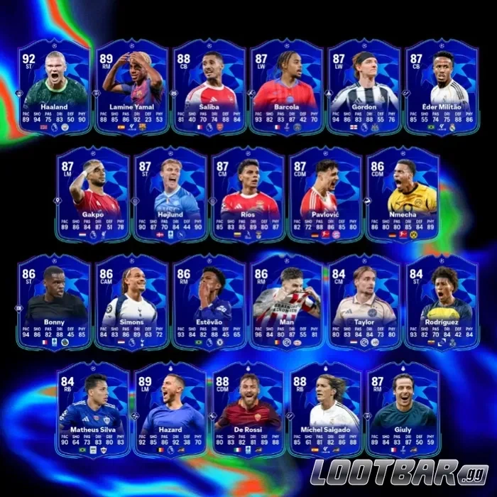 Cartes UCL de la promotion Primetime