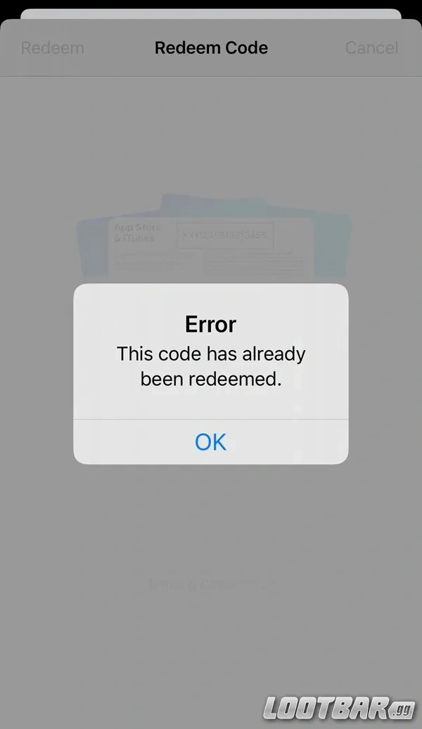 iTunes Gift Card Already Redeemed Error