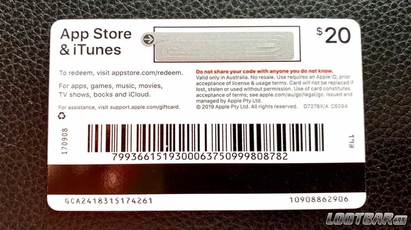 iTunes Physical Gift Card