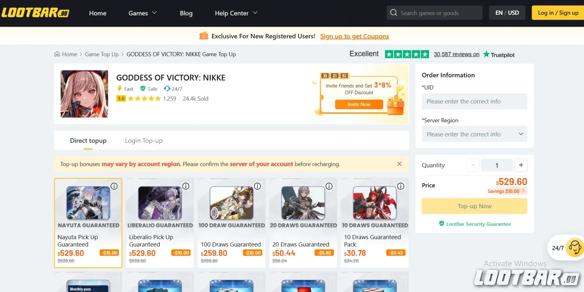 top up Goddess of Victory Nikke