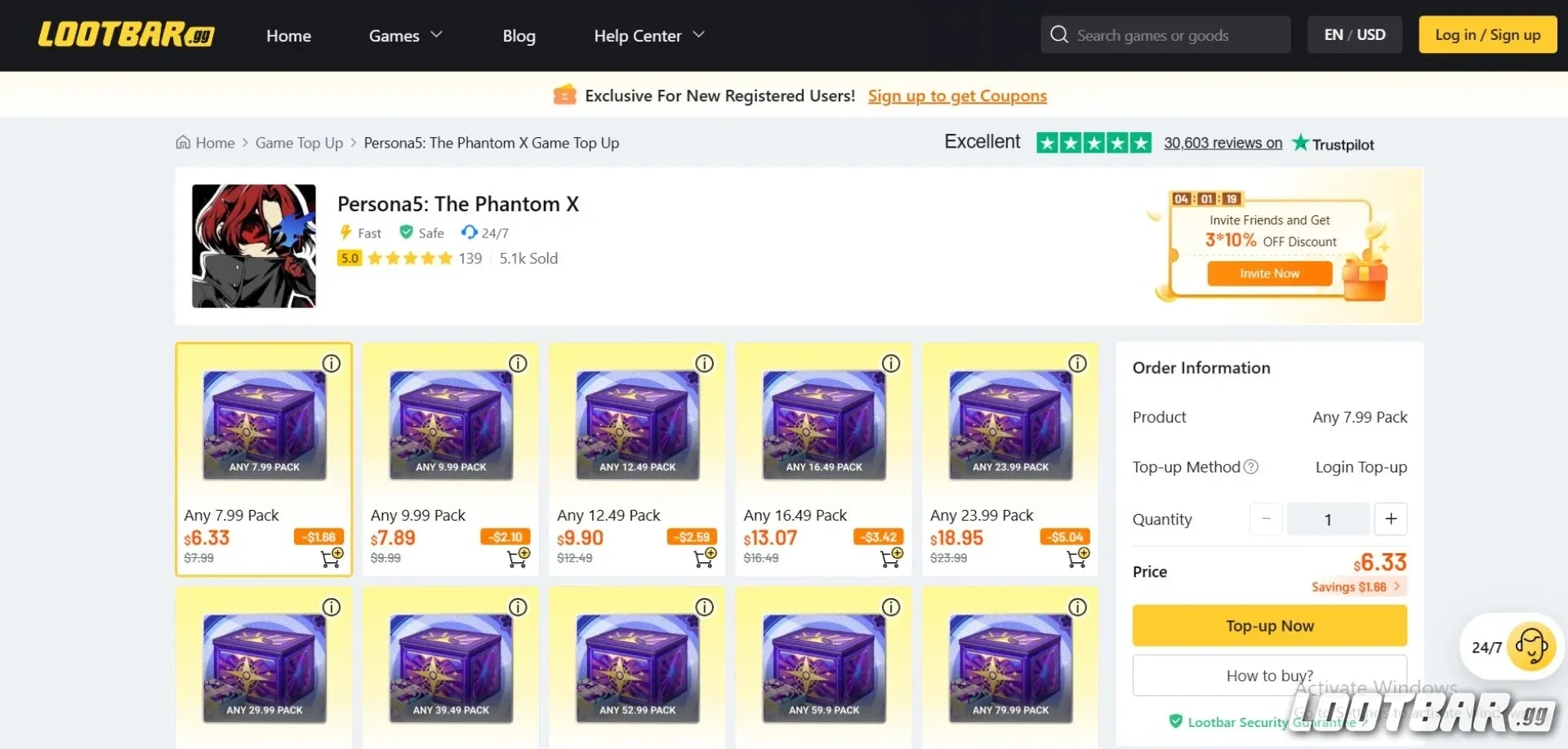 top up Persona5 The Phantom X