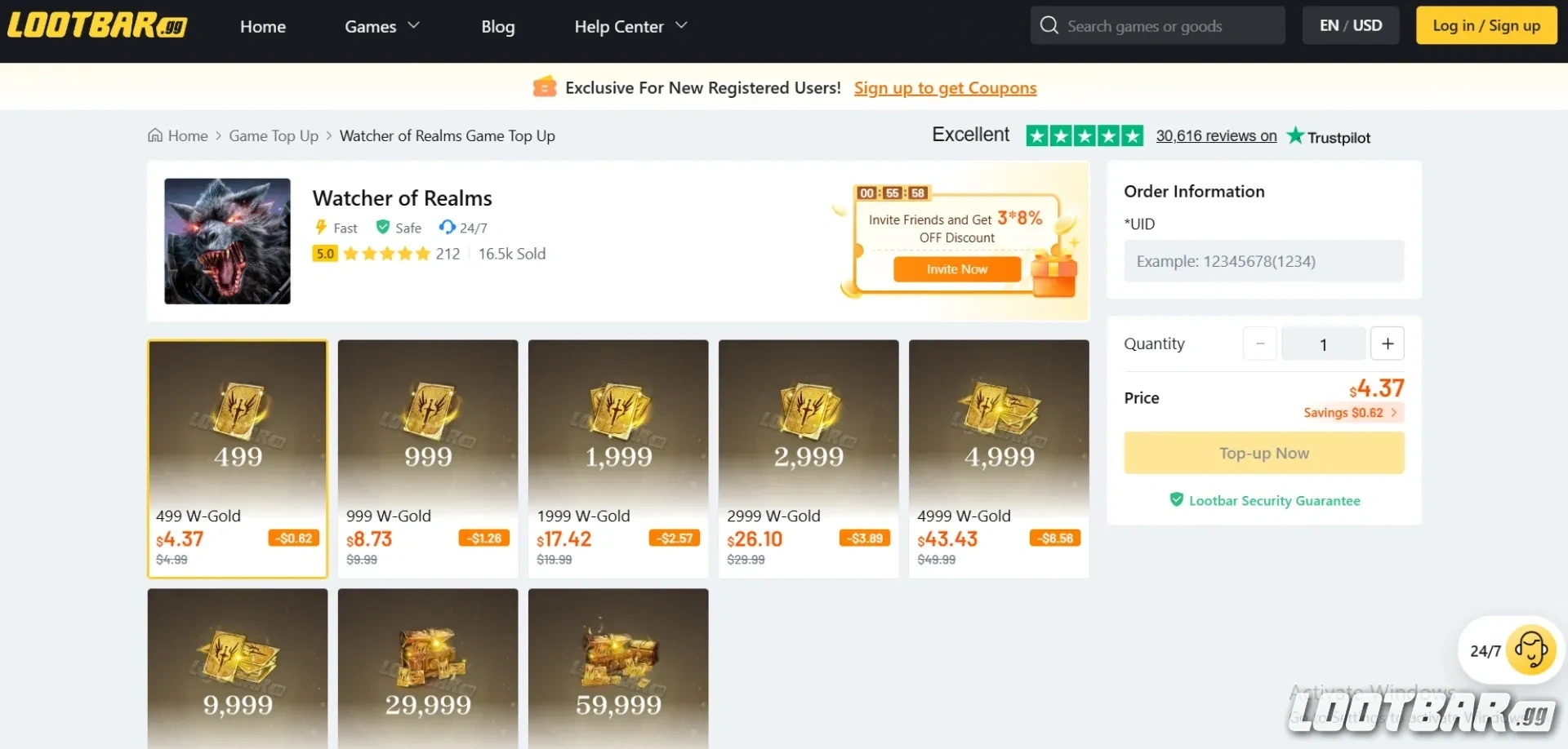 recargar Watcher of Realms