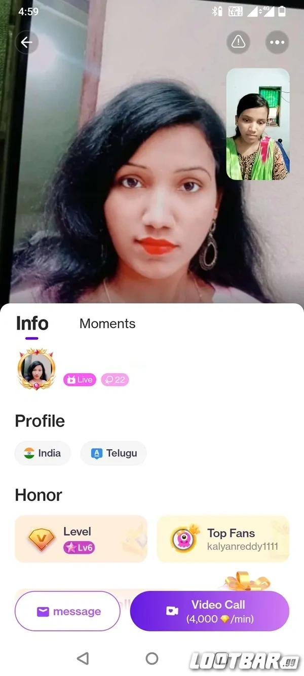 Llamadas de video en vivo de Chamet