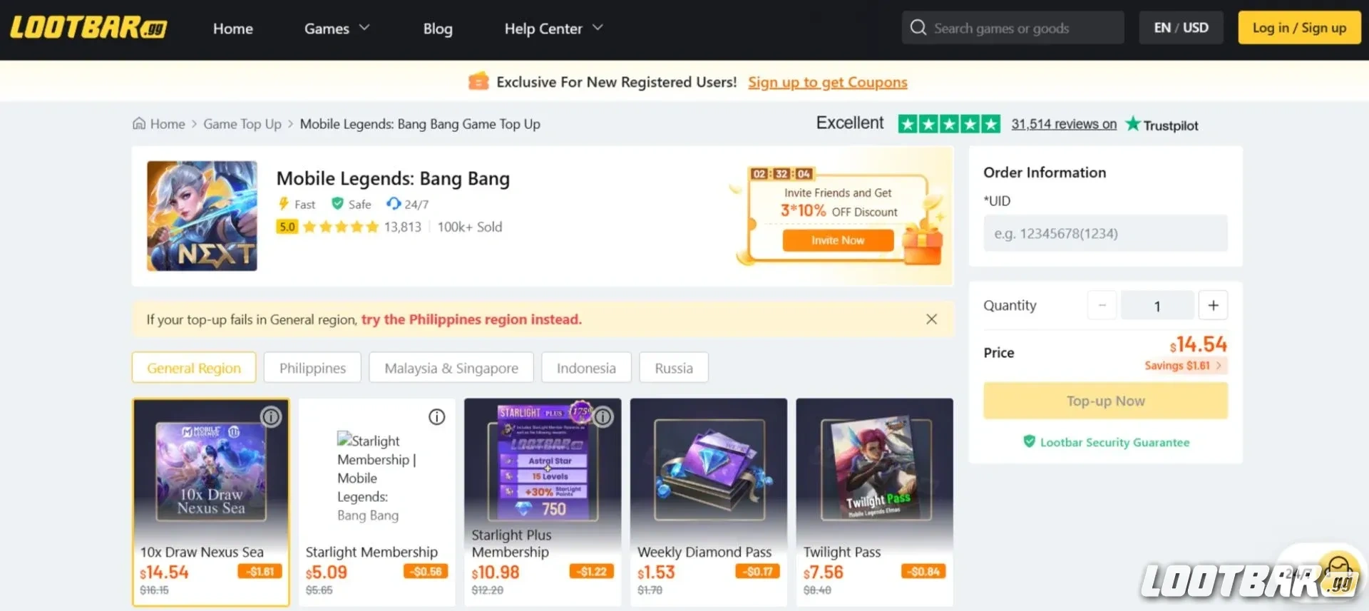 top up Mobile Legends Bang Bang