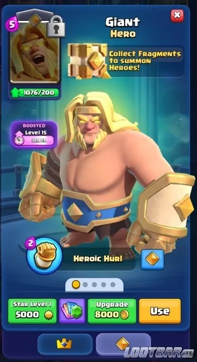 Screenshot of the Giant Hero from Clash Royale