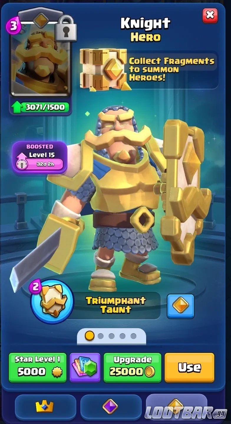 Screenshot of the Knight Hero from Clash Royale