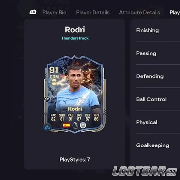 Thunderstruck Rodri card in FC 26