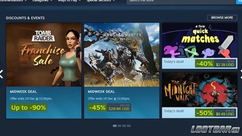 Steam shop page