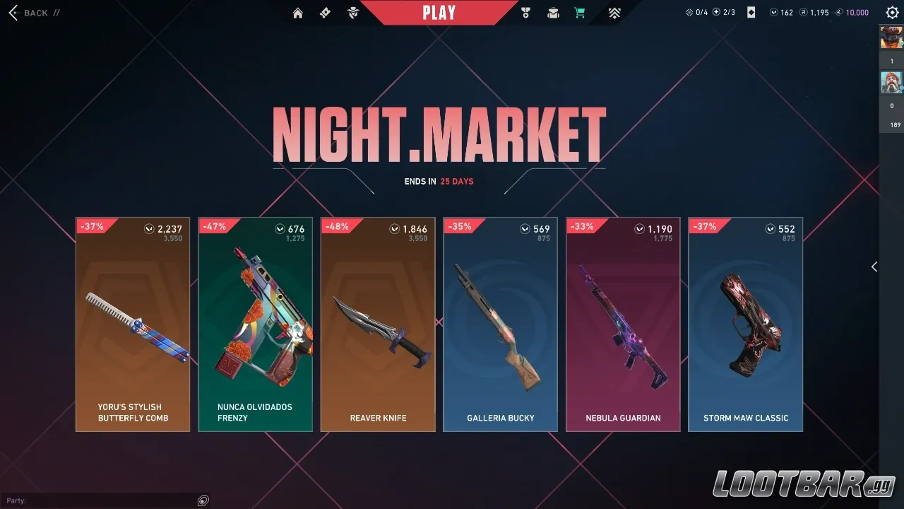 Valorant Night Market display