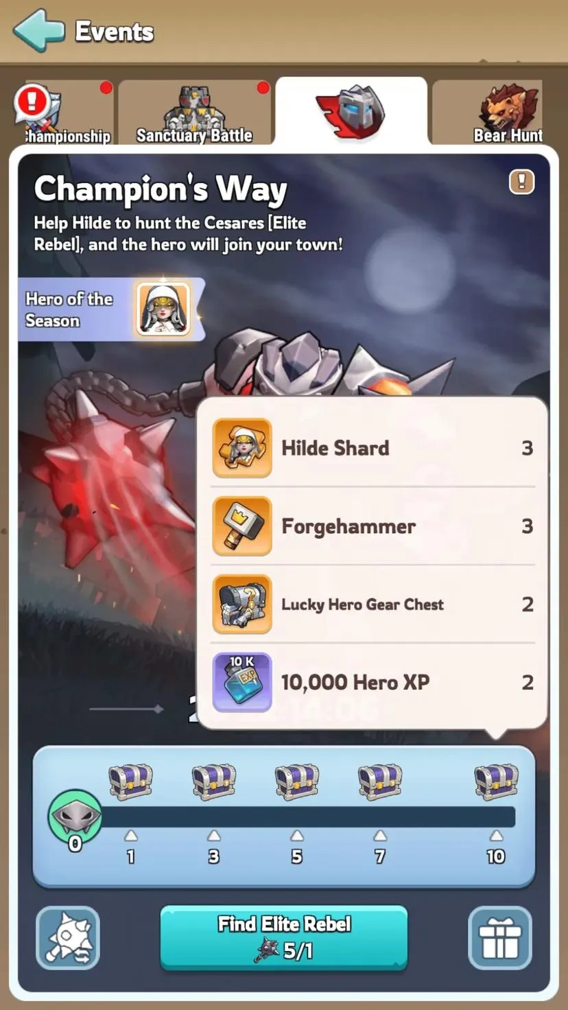 Milestone chest rewards