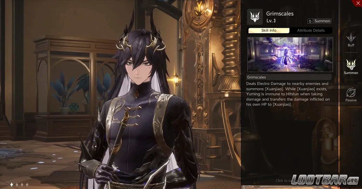 Yuming's skill menu in Duet Night Abyss