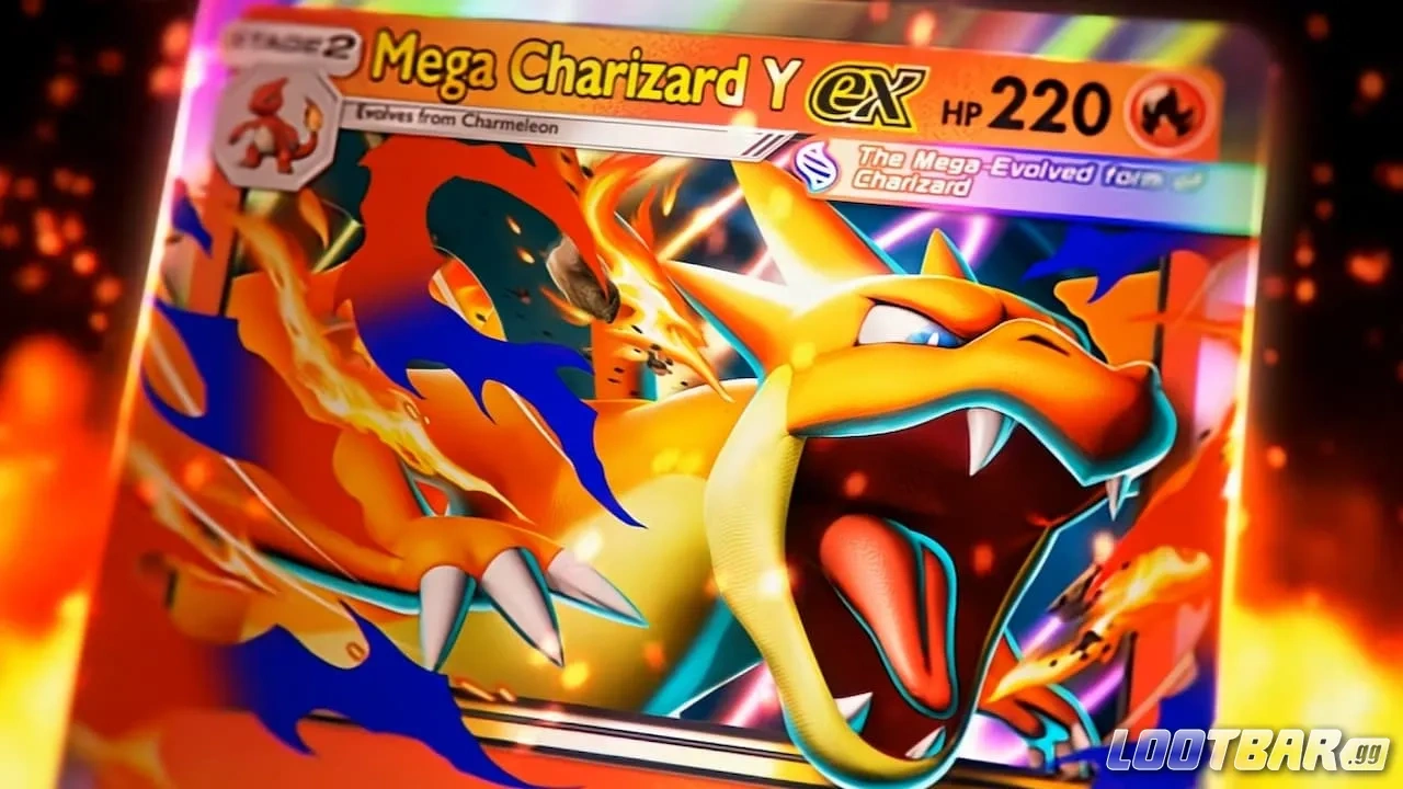 The Mega Charizard Y ex card in Pokemon TCG Pocket