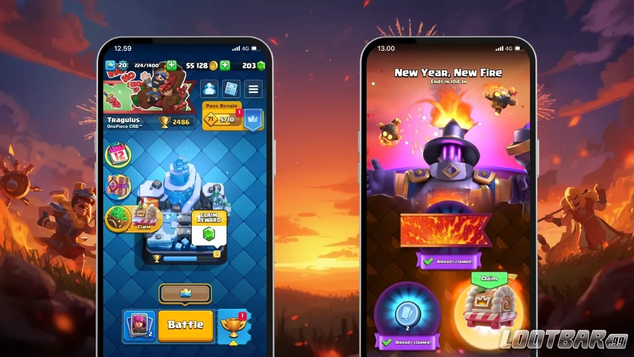  Clash Royale New Year event overview screen