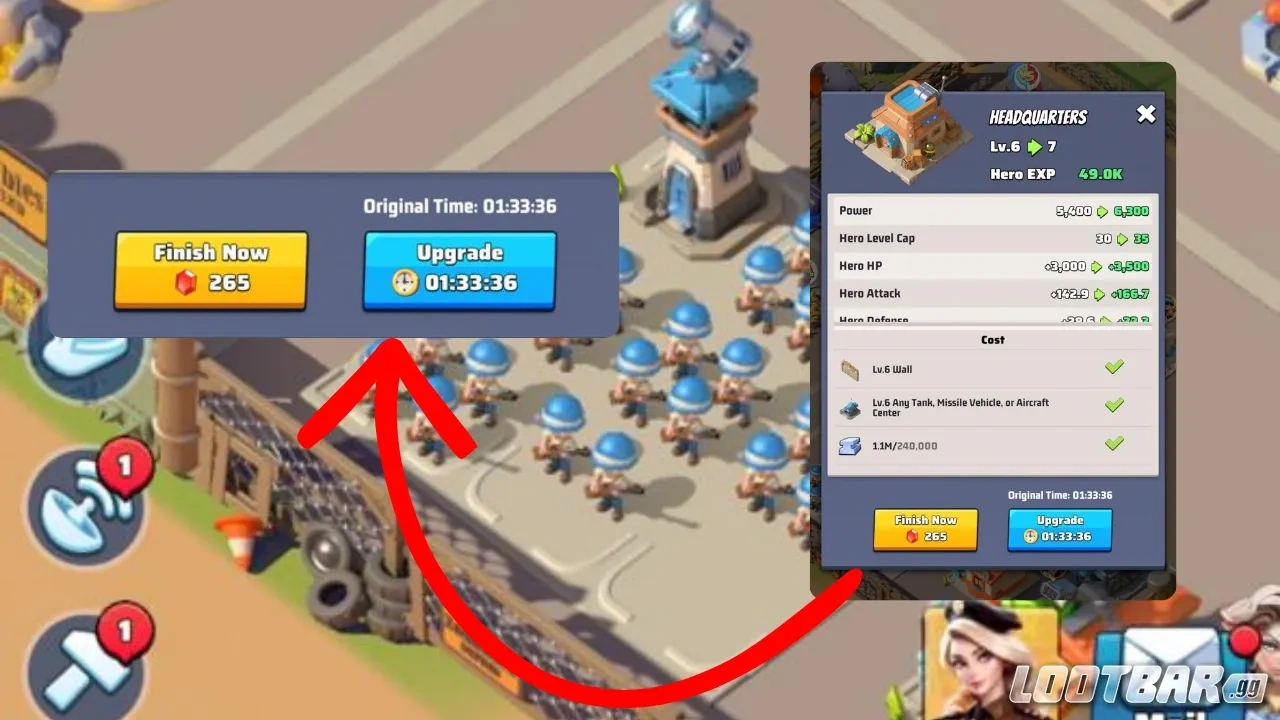 Last War Survival mid-game base showing long upgrade