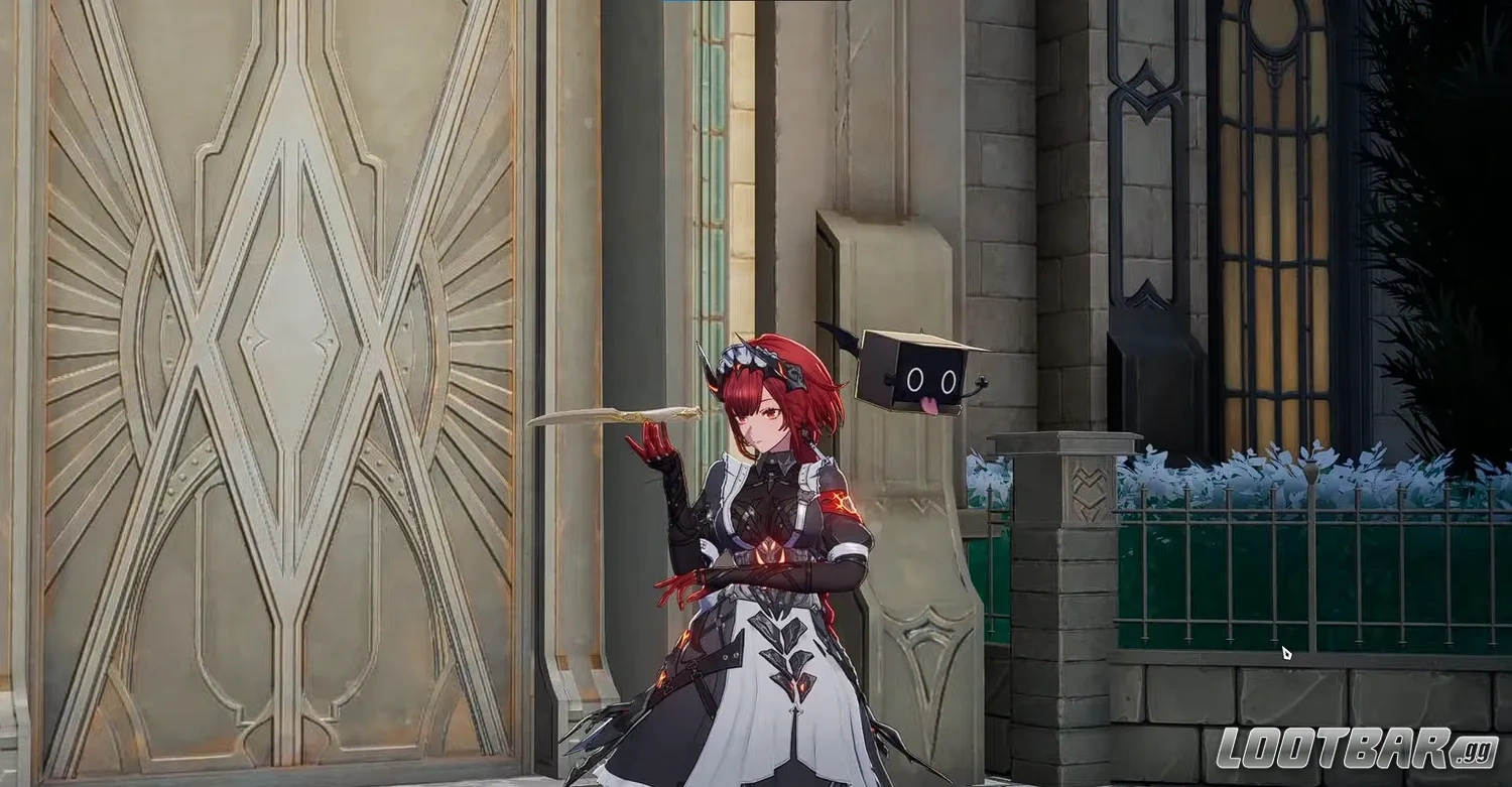 Hilda posing while wielding a knife