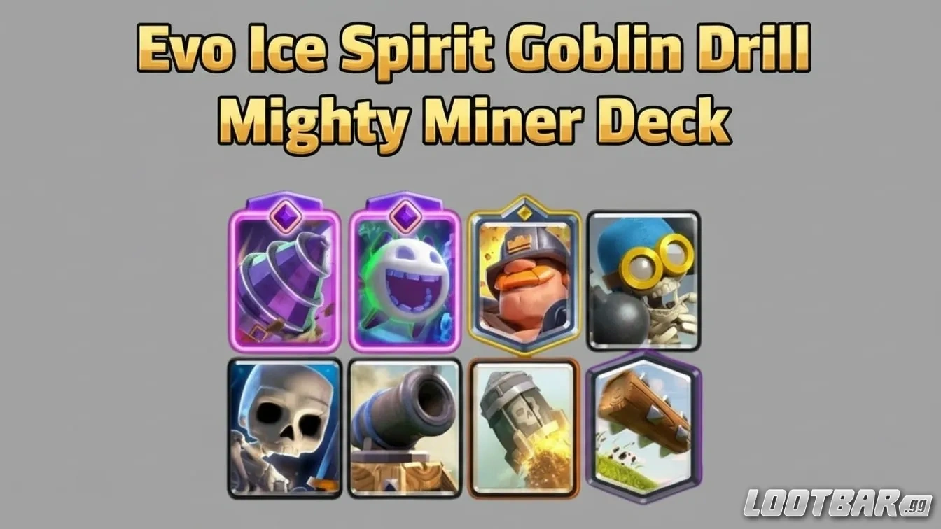Evo Ice Spirit Goblin Drill Mighty Miner Deck