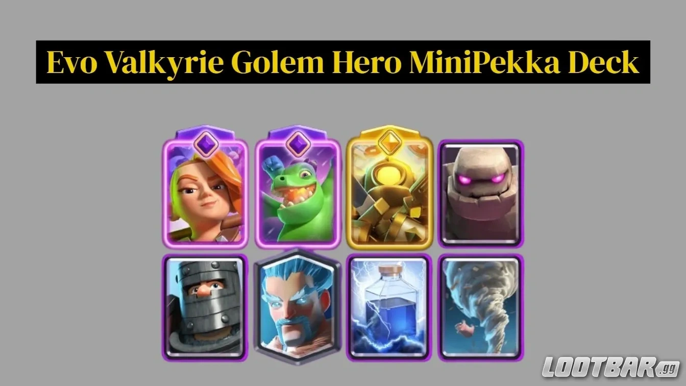 Evo Valkyrie Golem Hero MiniPekka Deck