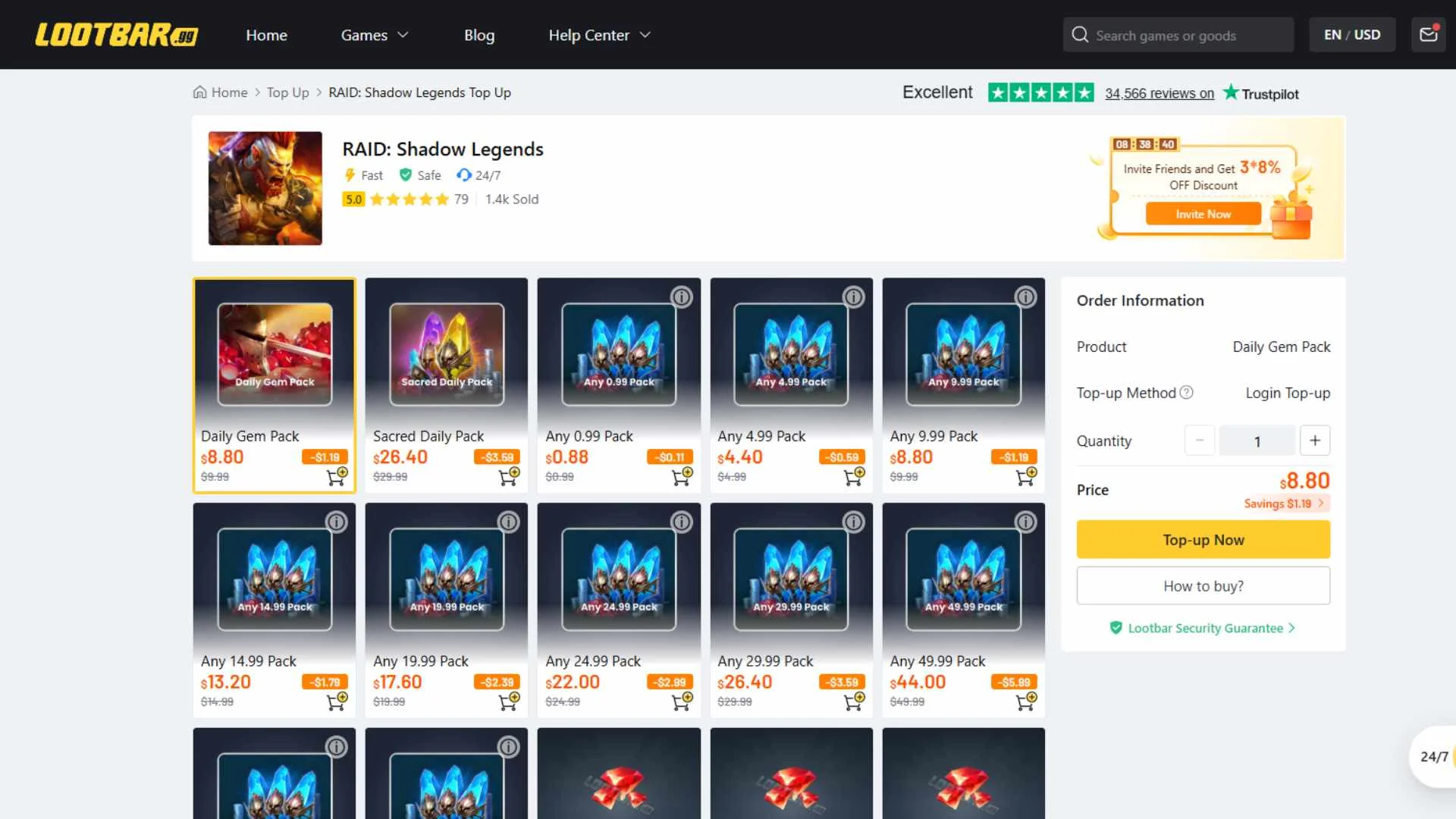 top up Raid: Shadow Legends