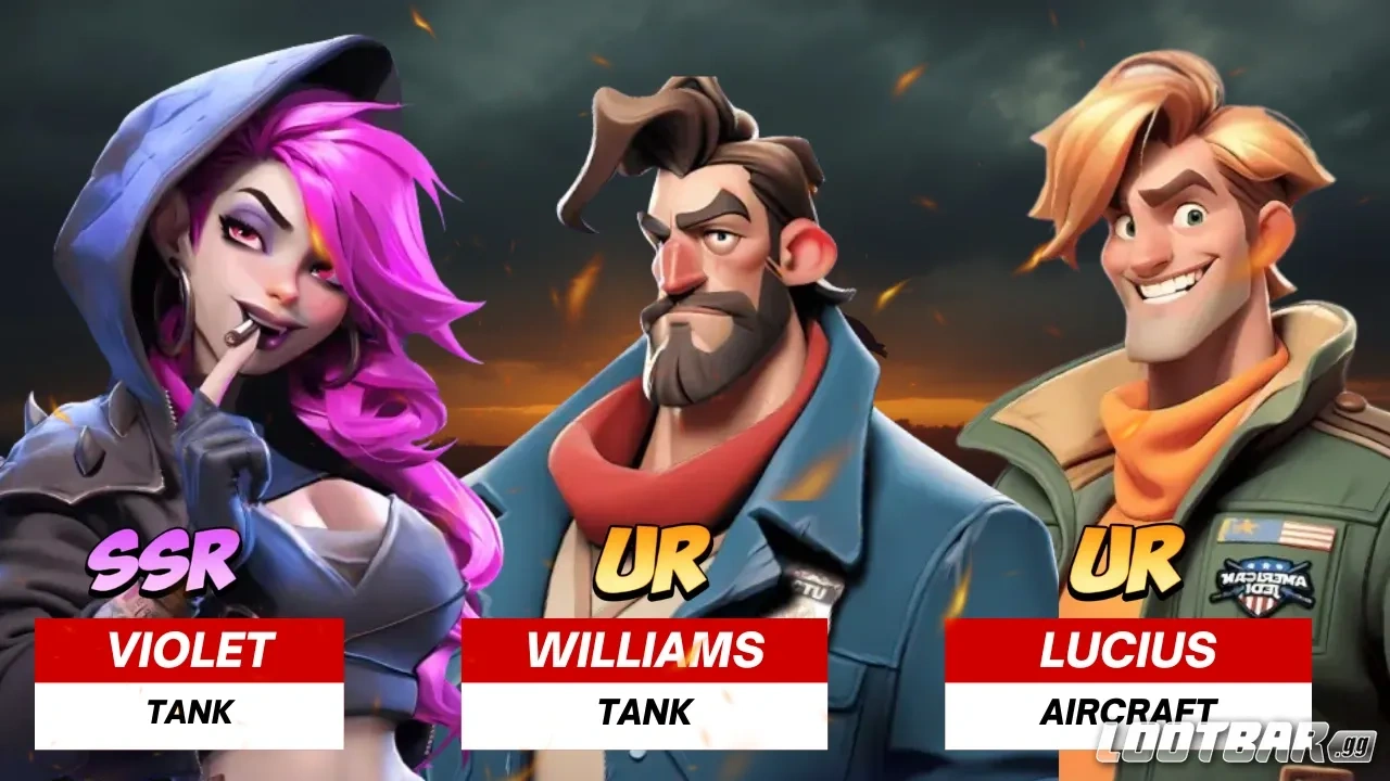 Illustration Last War: Survival hero Violet, Williams, Lucius