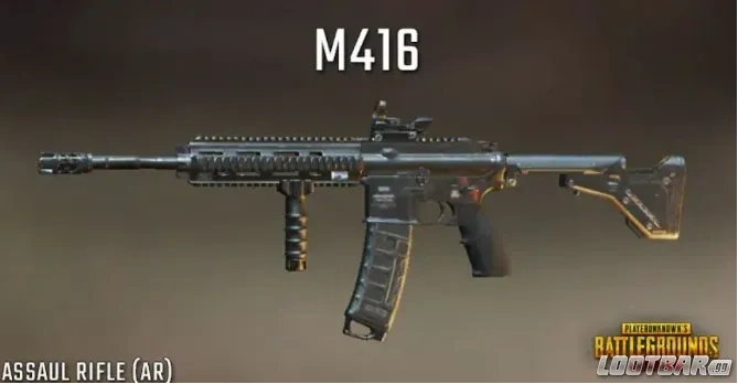 alt-text: M416 в PUBG Mobile Сезон 27 — топ AR после 4.1 с компенсатором и вертикальной рукояткой
