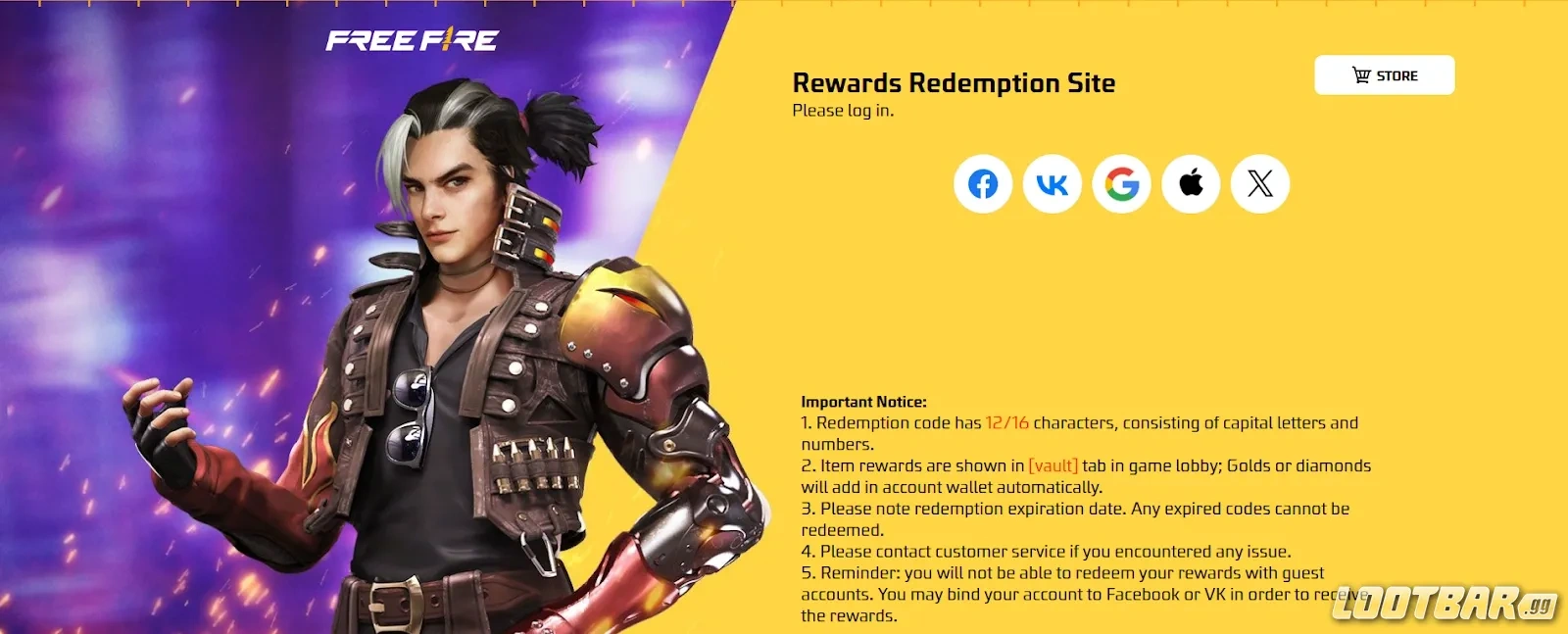 Free Fire Reward Redemption Site