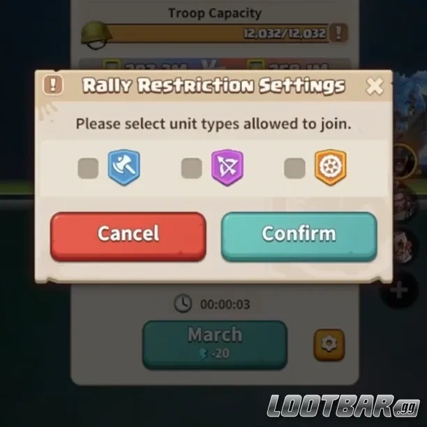 Rally Restrictions Settings in Dark War Survival