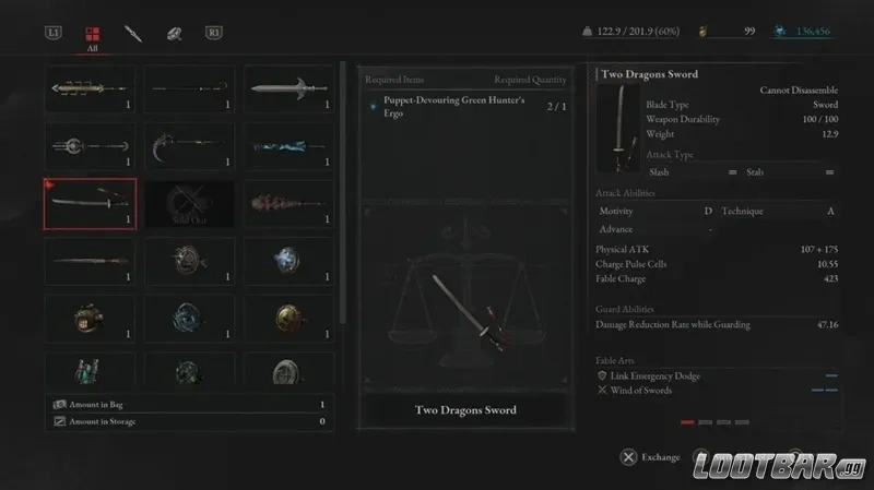 Lies of P Two Dragons Sword