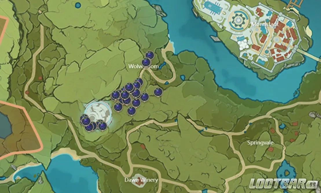 Wolfhook Collecting Spots