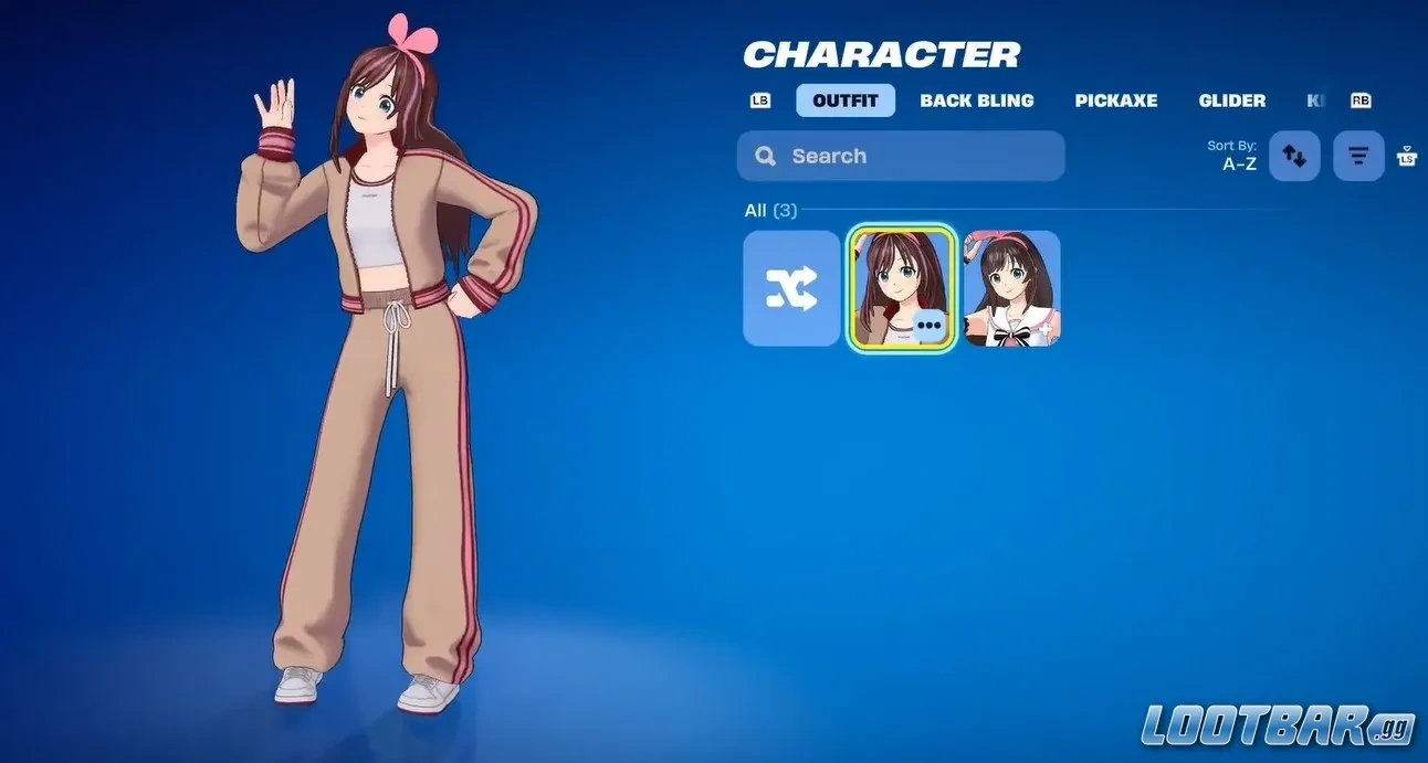 Jeresey Kizuna AI outfit in Fortnite