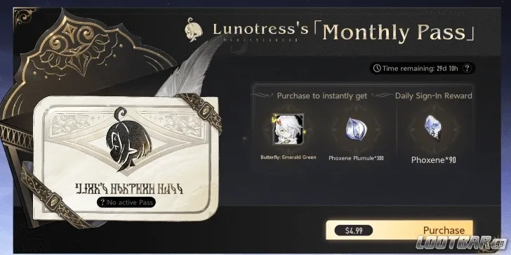 Overview of the Lunotresses' monthly pass