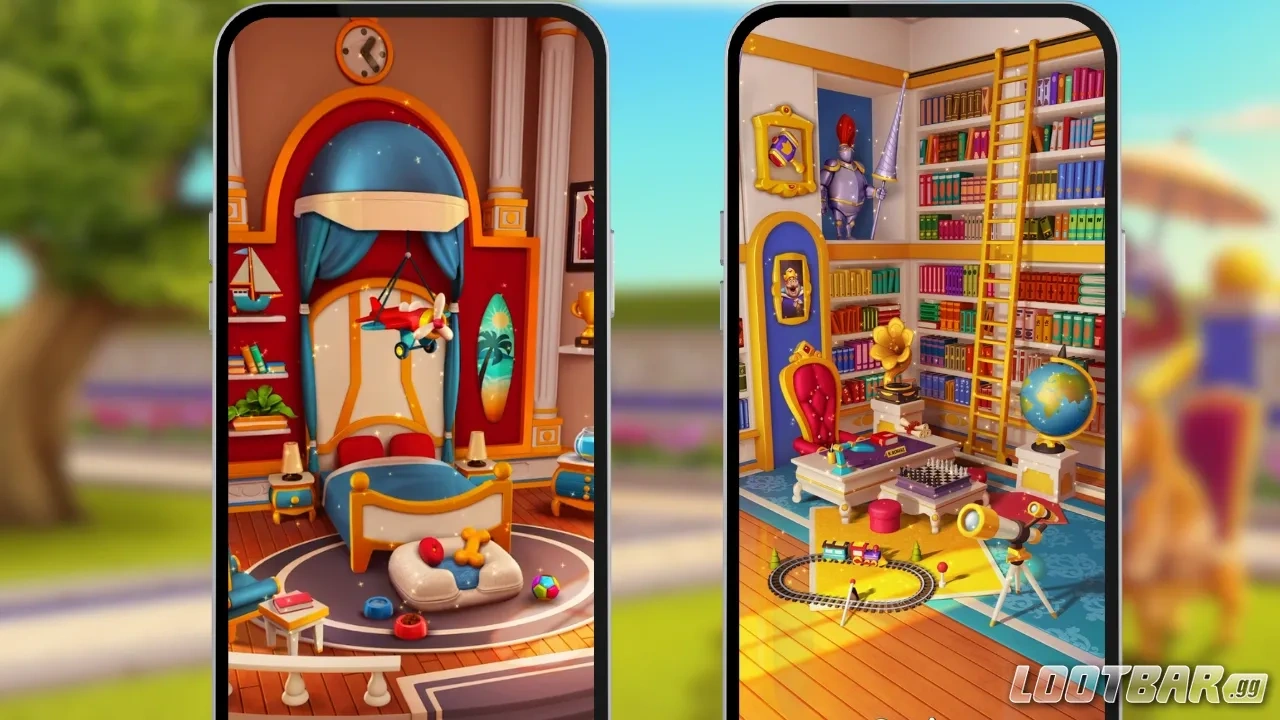 Bedrooms and Library In Royal Match