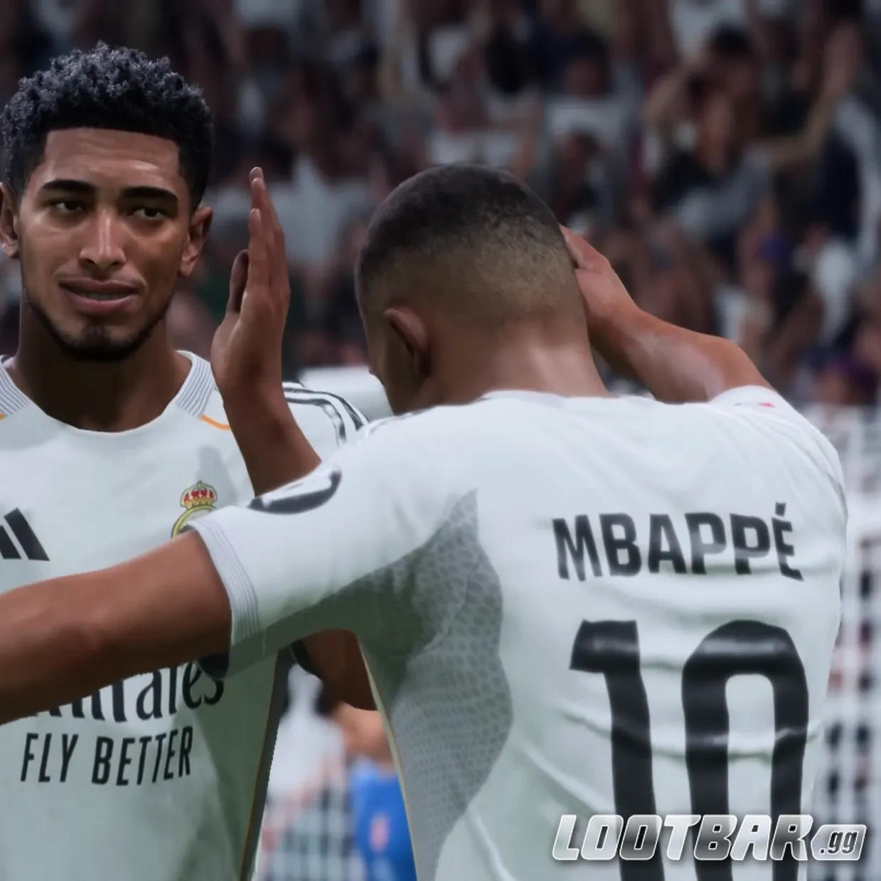 Mbappe Celebrating with a teammate in FC 26