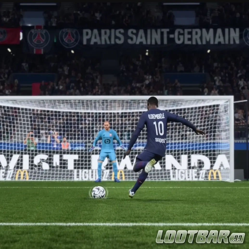 Dembele taking a penalty n FC 26