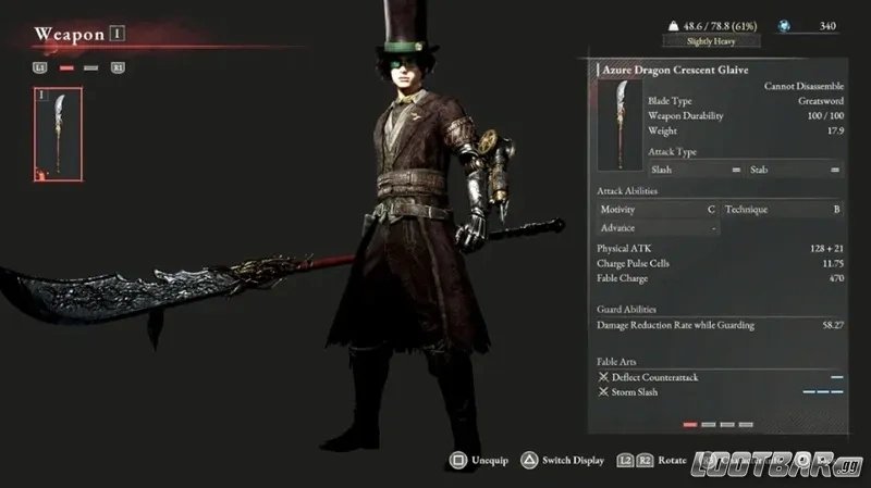 Lies of P Azure Dragon Crescent Glaive