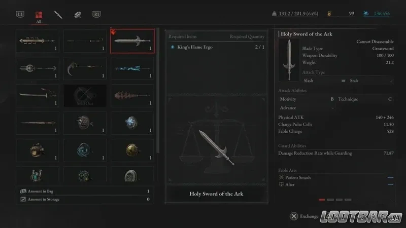 Lies of P Holy Sword of the Ark