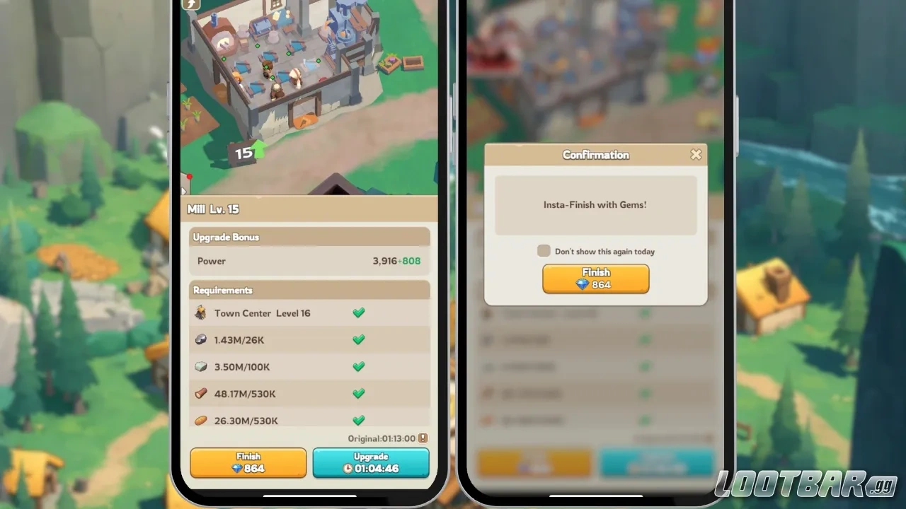 Kingshot Upgrade Speed up with gems