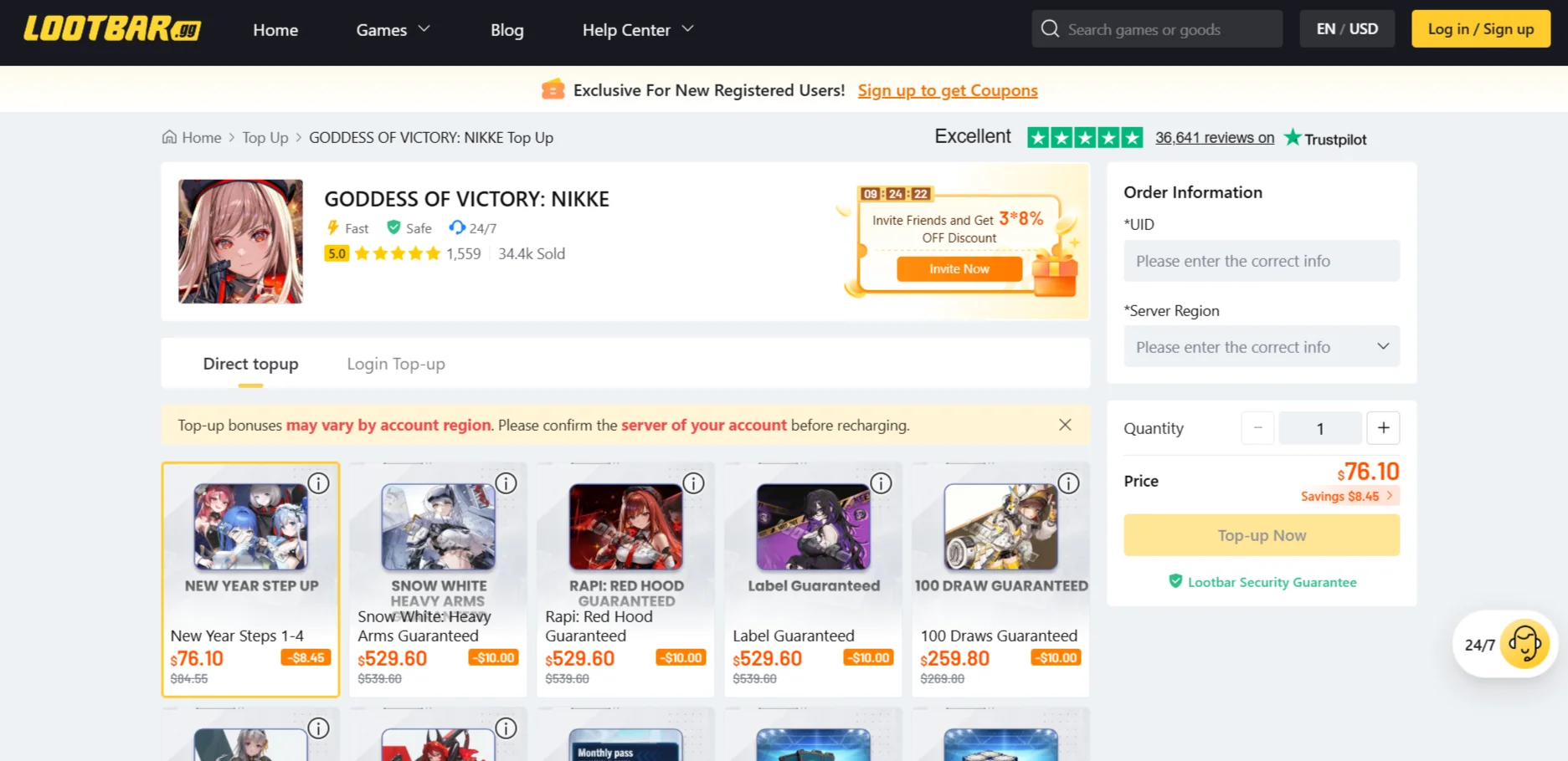 topping up Goddess of Victory Nikke