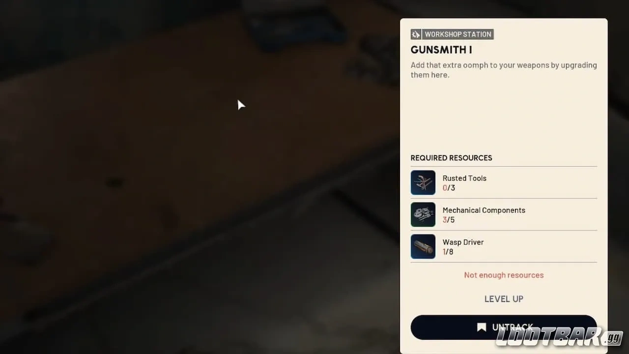 Upgrading the gunsmith in Arc Raiders