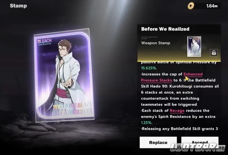 Bleach Soul Resonance Aizen Weapon Stamp - Before We Realize