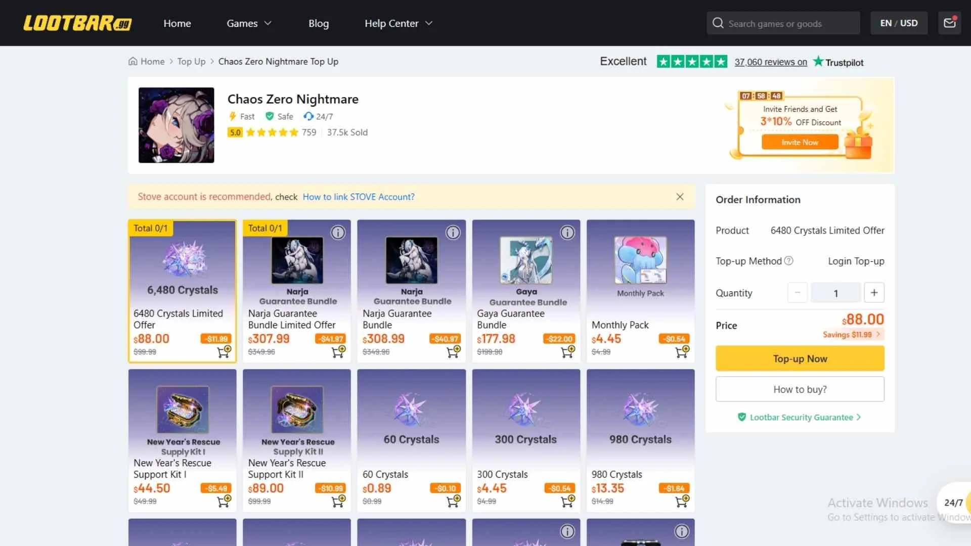 top up Chaos Zero Nightmare