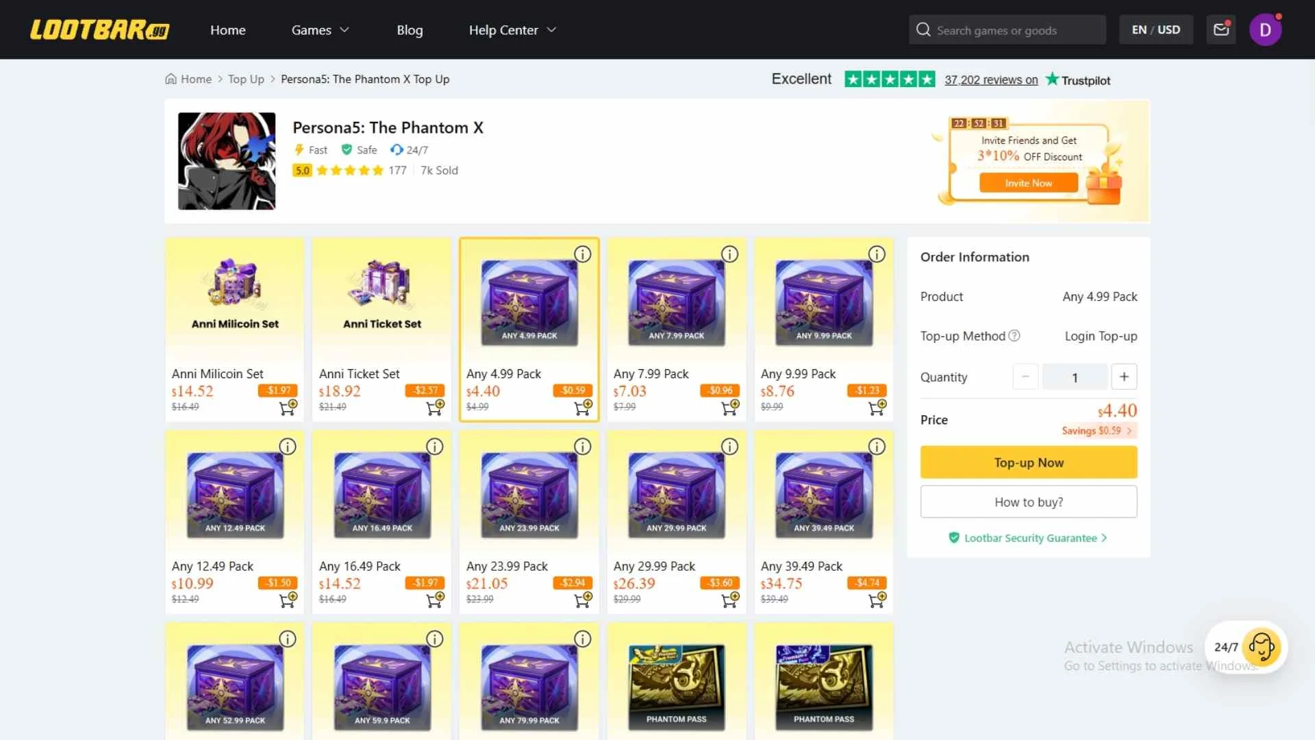 top up Persona 5: The Phantom X