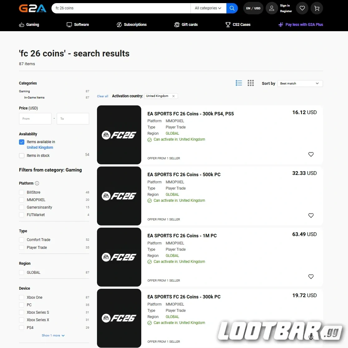 G2A FC 26 coins