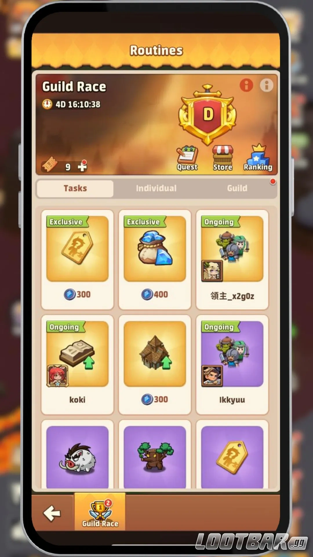 Top Heroes Guild Race Task