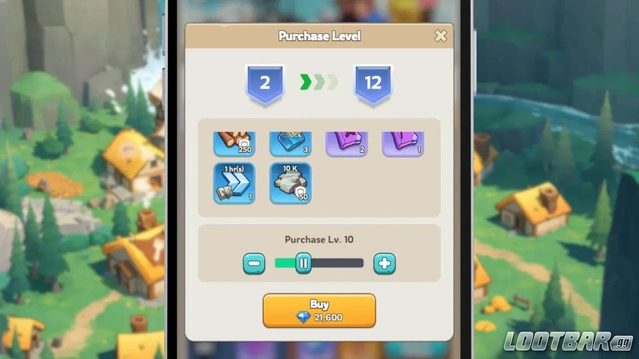 Kingshot Purchase Level Interface