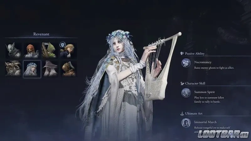 Revenant selection screen with abilities.