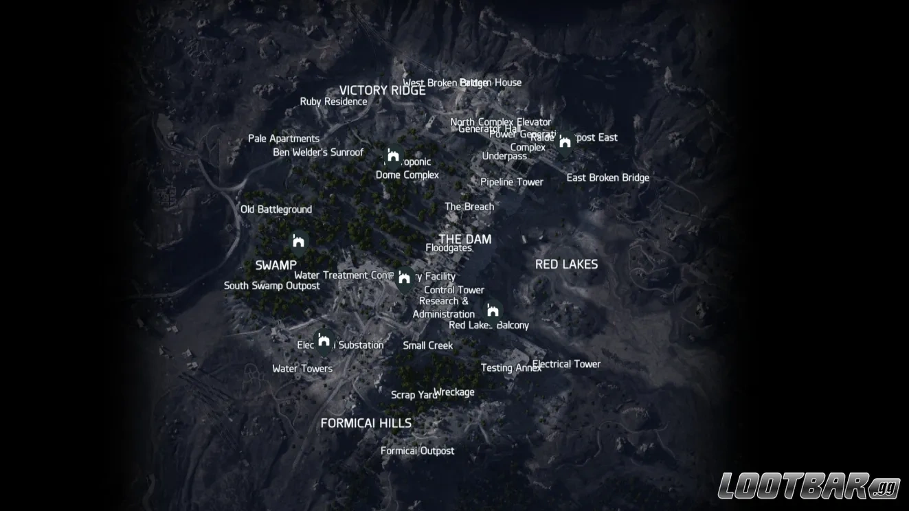 Dam Battlegrounds field depot locations.