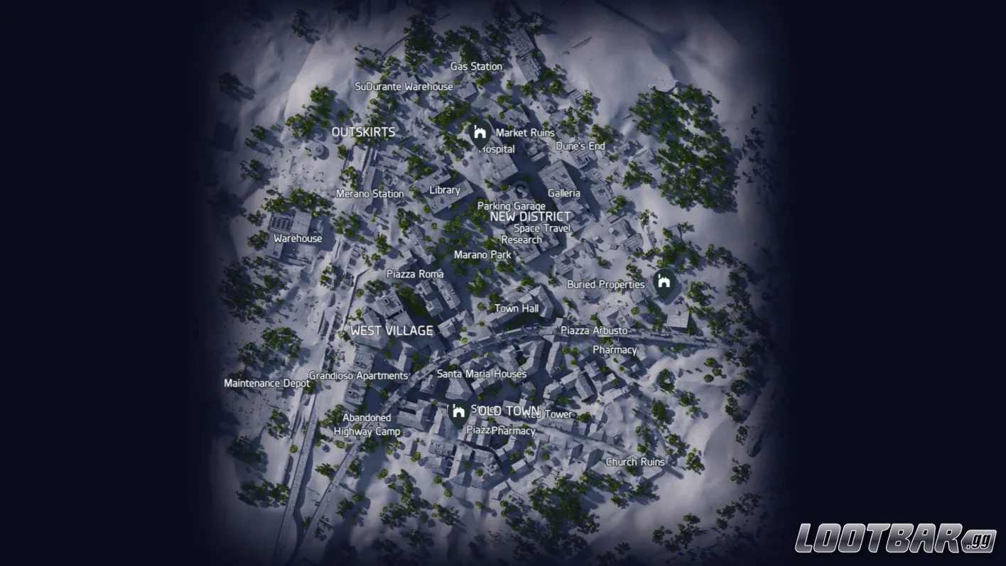 Buried City field depot locations.