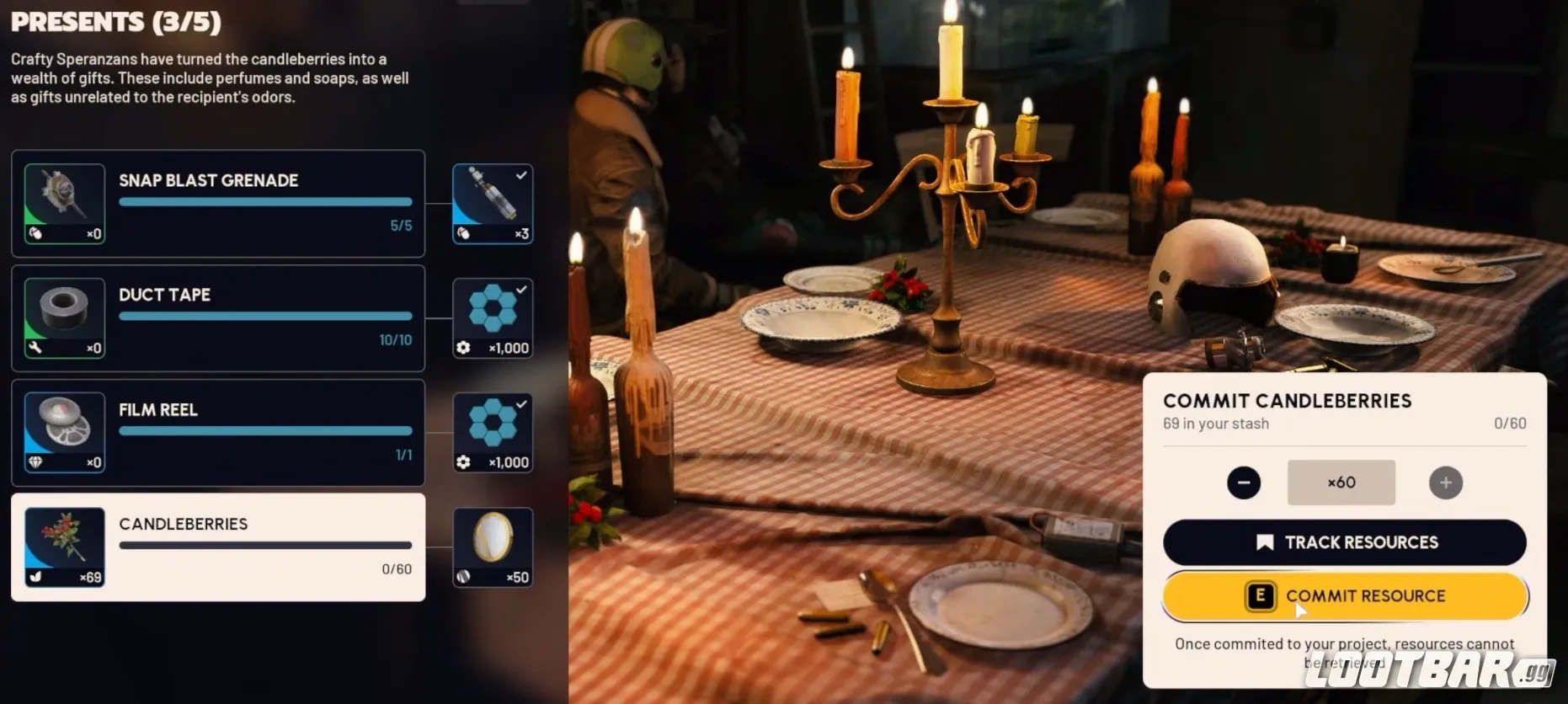 Depositing Candleberries in Arc Raiders.