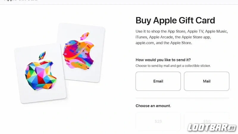 Buying iTunes gift cards from Apple