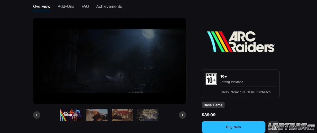 Buying Arc Raiders from Epic Games Store.